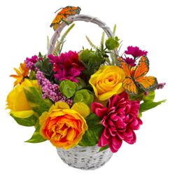 Kunstblumenstrauß - Deko Korb mit künstlichen günstig online kaufen