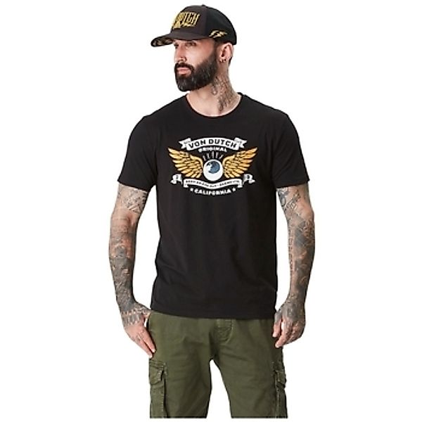 Von Dutch  T-Shirts & Poloshirts TEE SHIRT SLUB  AVEC LOGO  BLACK VD/1/TR/W günstig online kaufen