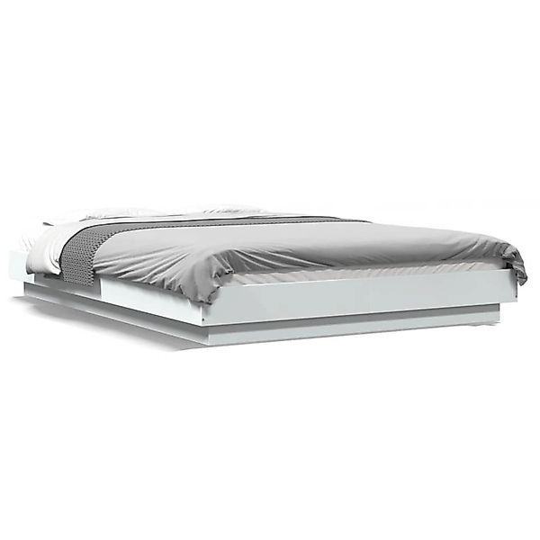 vidaXL Bettgestell mit LED Weiß 135x190 cm Holzwerkstoff 3281133 günstig online kaufen