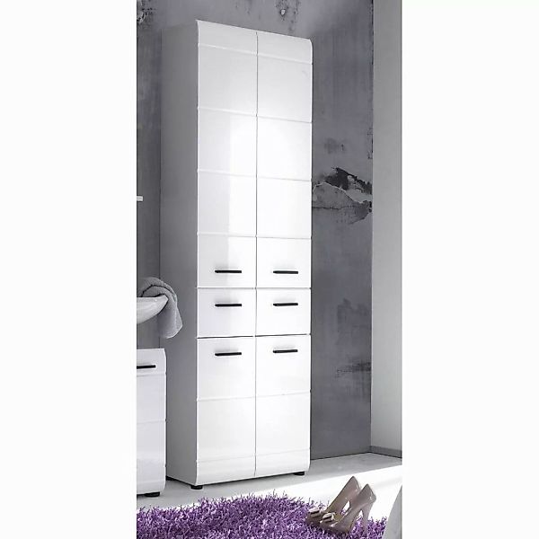 Lomadox Hochschrank LISBOA-19 Weiß Hochglanz 60/182/31 günstig online kaufen
