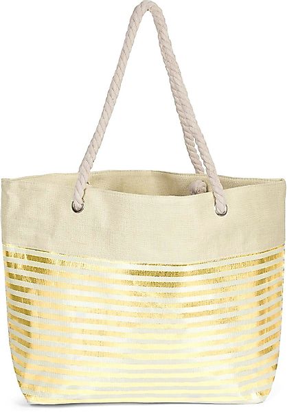 styleBREAKER Strandtasche Strandtasche mit metallic Streifen günstig online kaufen