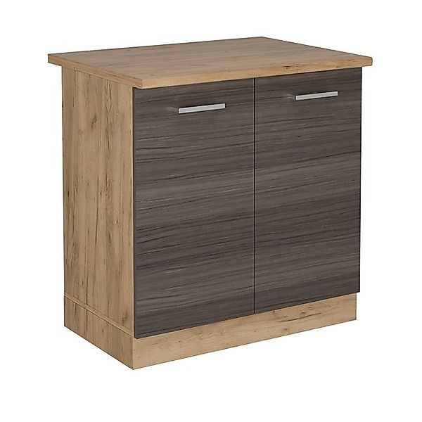 Vicco Spülenunterschrank R-Line, Edelgrau/Goldkraft Eiche, 80 cm, AP Eiche günstig online kaufen