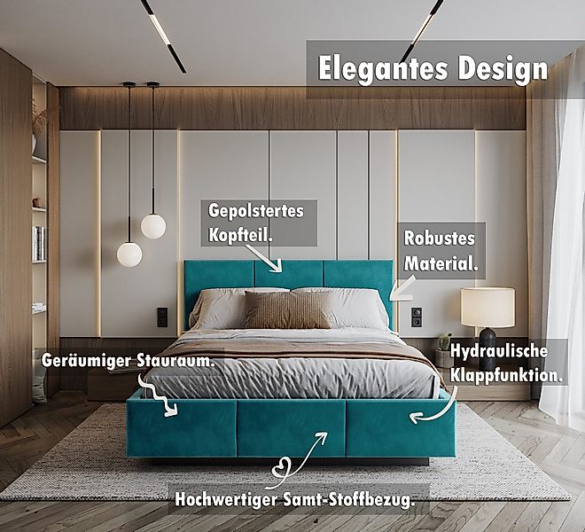 thematys Polsterbett Stauraumbett aus Velours 90x200, günstig online kaufen