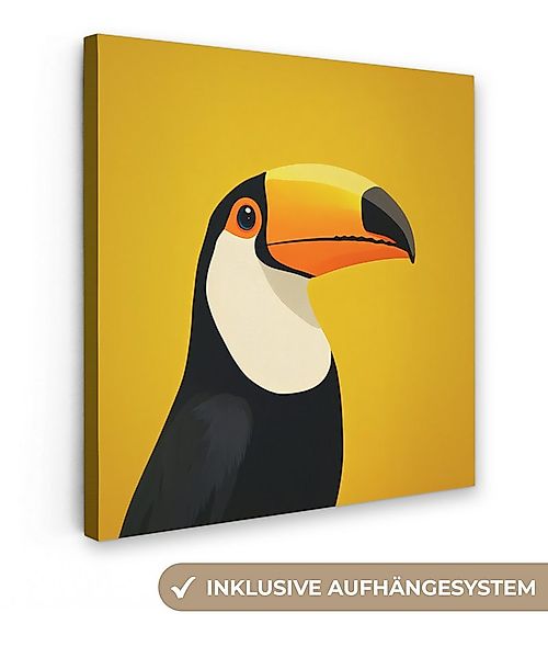 OneMillionCanvasses® Leinwandbild Tukan - Minimalistisch - Schnabel - Orang günstig online kaufen