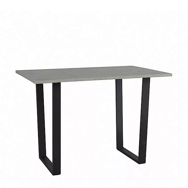 Küchen Tisch Beton Optik Grau mit Bügelgestell Metall günstig online kaufen