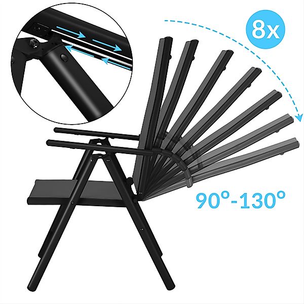 Gartenstuhl Hochlehner klappbar Bern 2er-Set Anthrazit Alu verstellbar günstig online kaufen