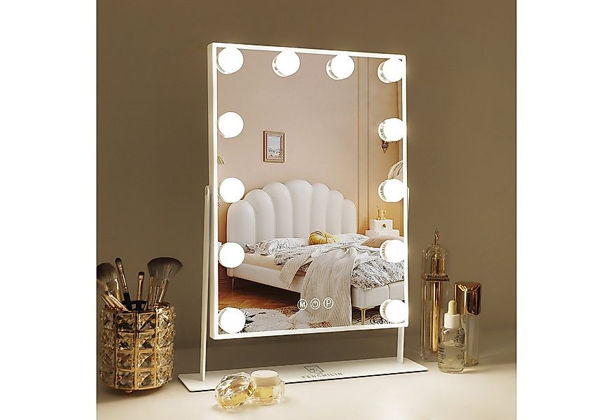 FENCHILIN Schminkspiegel mit LED-Beleuchtung weiß 30/41cm günstig online kaufen