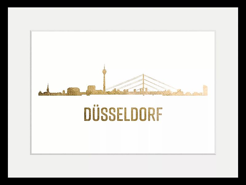 queence Bild "Düsseldorf Skyline GOLD", Städte-Stadt-Deutschland-Kirche-Geb günstig online kaufen