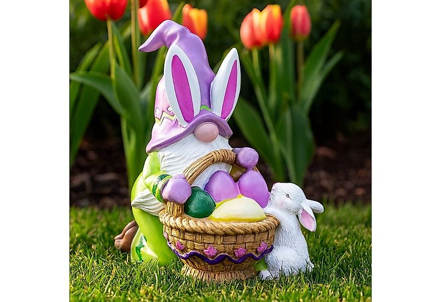 Online-Fuchs Gartenfigur Wichtelhase mit Eierkorb und süßem Hasen - Deko fü günstig online kaufen