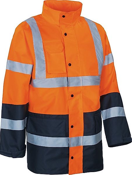 vizwell Regenjacke Warnschutz Arbeitsjacke lang warnorange warngelb günstig online kaufen