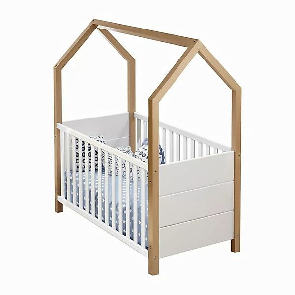 Lomadox Kinderbett BARI-78, Kiefer weiß teilmassiv, Birke, 70x140 cm Liegef günstig online kaufen