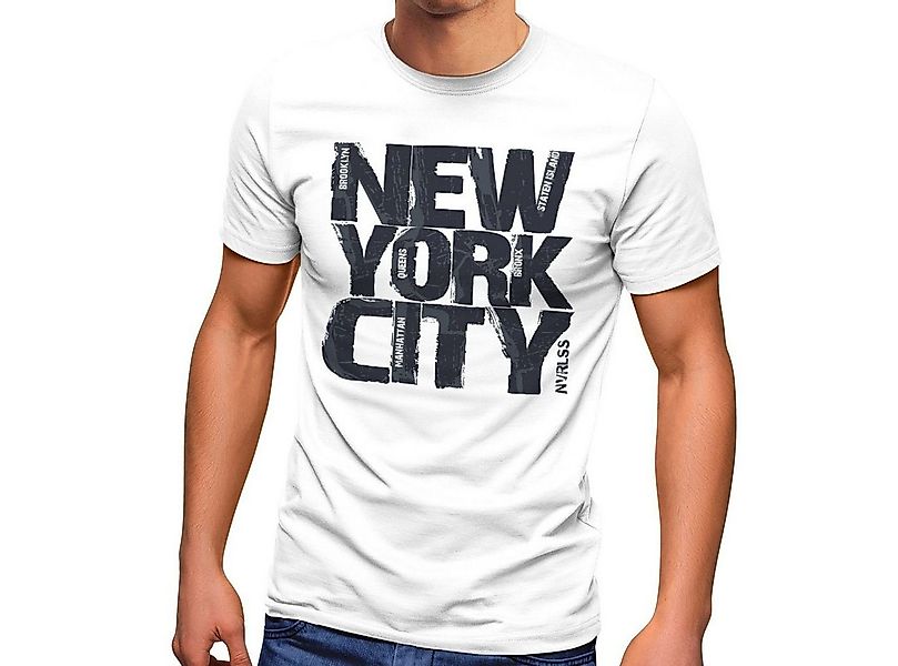 Neverless Print-Shirt Herren T-Shirt New York City Schriftzug Print Fashion günstig online kaufen