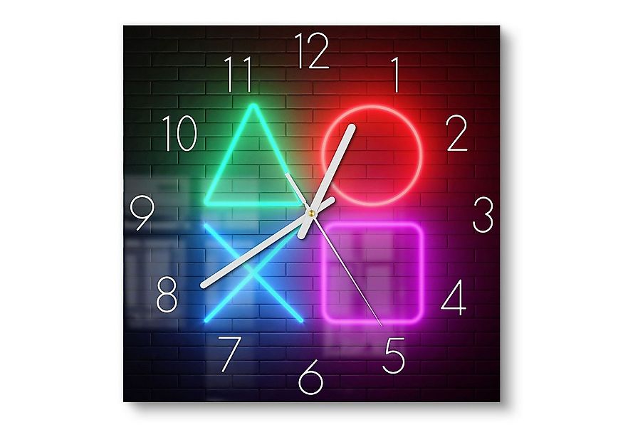 DEQORI Wanduhr 'Playstation Elemente' (Glas Glasuhr modern Wand Uhr Design günstig online kaufen