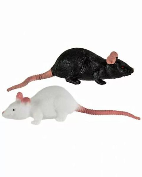 Dehnbare Ratte als Spielzeug 11 cm   Schwarz / Weiß Partydeko schwarz günstig online kaufen