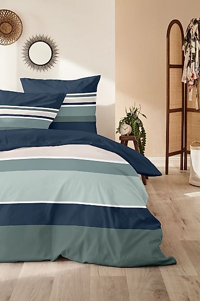 Primera Bettwäsche "Mako-Satin-Bettwäsche Golden" mit denzenten Linien günstig online kaufen