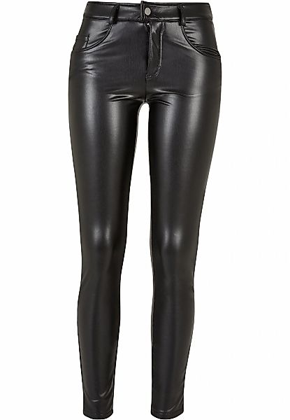 URBAN CLASSICS Funktionshose Ladies Mid Waist Synthetic Leather Pants Damen günstig online kaufen