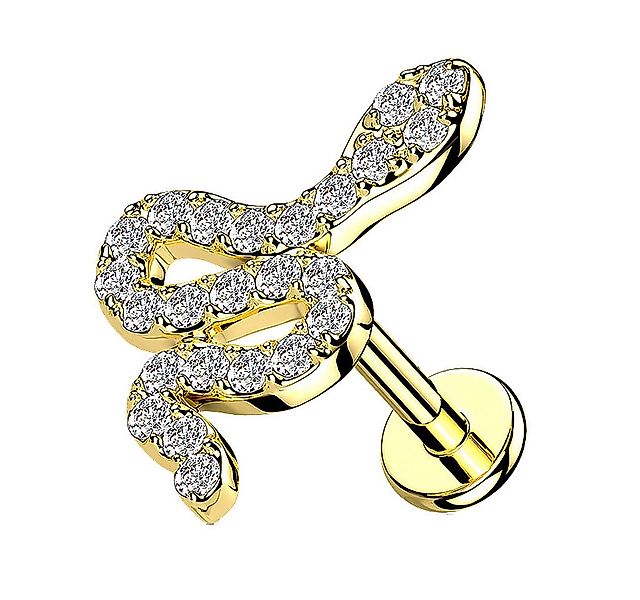 Taffstyle Piercing-Set Tragus Knorpel Piercing flach Zirkonia Schlange Gold günstig online kaufen