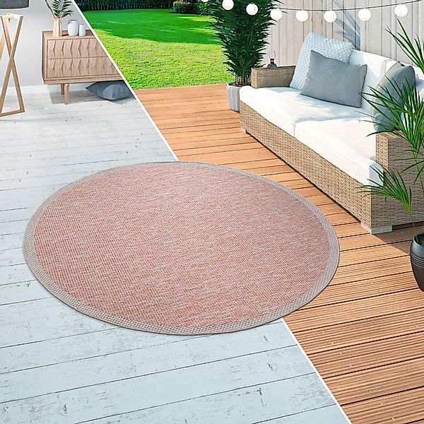 Paco Home Teppich »Quebec 135«, rund, 4 mm Höhe, Flachgewebe, meliert, mit günstig online kaufen