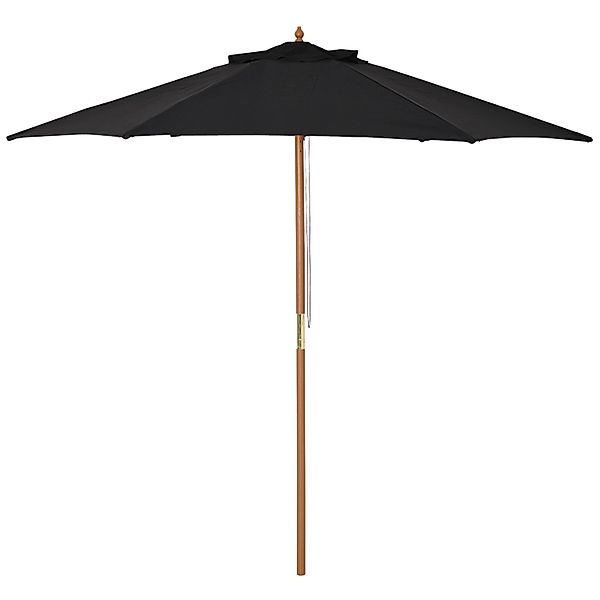 Outsunny Sonnenschirm  Bambus Tannenholz Polyester Schwarz Ø2,50 x H2,3 m günstig online kaufen