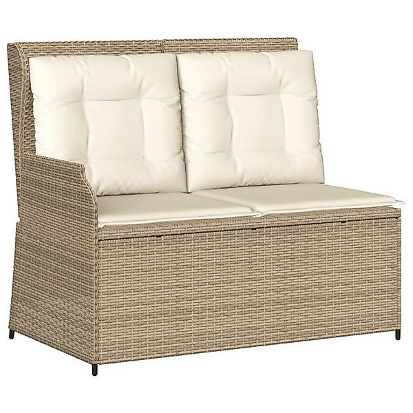 vidaXL Loungesofa Gartenbank Verstellbar mit Kissen Beige Poly Rattan, 1 Te günstig online kaufen