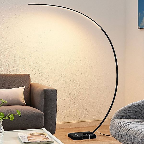 Lindby LED-Bogenstehleuchte Kendra, schwarz, Alu, Höhe 180cm günstig online kaufen