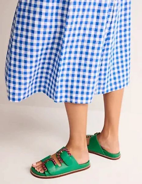 Pantoletten mit doppelter Schnalle Damen Boden, Smaragdgrün günstig online kaufen