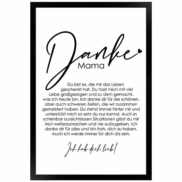 WANDStyle Gerahmtes Poster Danke Mama 30 x 45 cm Geschenkidee für Eine Pers günstig online kaufen