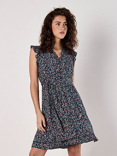 Apricot Druckkleid Blumenwald-Rüschen-Ditsy-Kleid günstig online kaufen