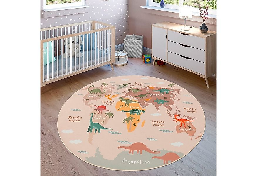 Paco Home Kinderteppich Bino 583, rund, Höhe: 4 mm, Spielteppich, Motiv Wel günstig online kaufen
