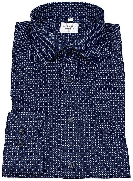 MARVELIS Langarmhemd Modern Fit leicht tailliert bügelfrei Kentkragen günstig online kaufen