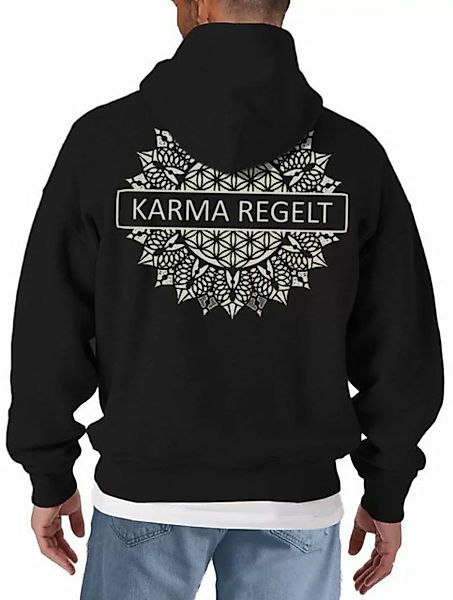 MAKAYA Kapuzenpullover mit Rückenprint Spruch Karma Mandala Hoodie Rückendr günstig online kaufen