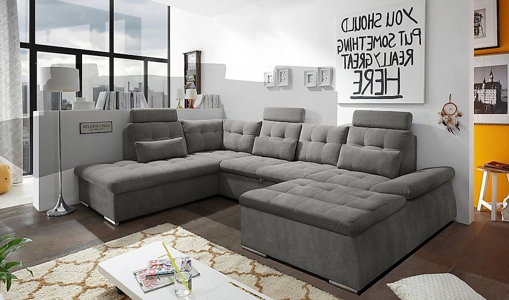 ED EXCITING DESIGN Wohnlandschaft "Nalo U-Form mit Bettfunktion, Bettkasten günstig online kaufen
