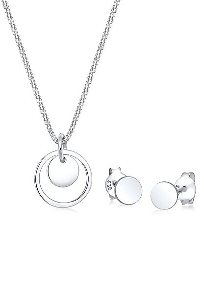 Elli Schmuckset Rund Plättchen Kette Ohrstecker günstig online kaufen