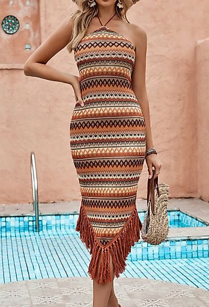 SEGUEN Sommerkleid Slip-Kleid im Bohemian-Stil mit Quasten und schmaler Pas günstig online kaufen