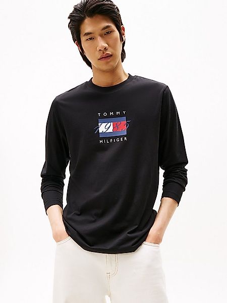 Tommy Hilfiger Langarmshirt LINEAR FLAG GRAPHIC Jersey, Rundhals, Regular F günstig online kaufen