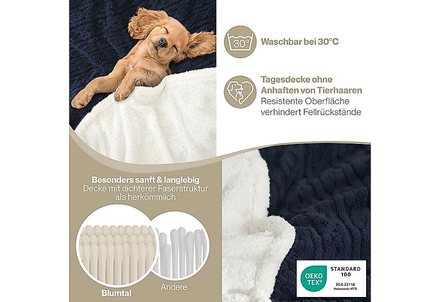Wohndecke Oeko-TEX zertifizierte waschbare Wohn- & Kuscheldecke, Blumtal, m günstig online kaufen