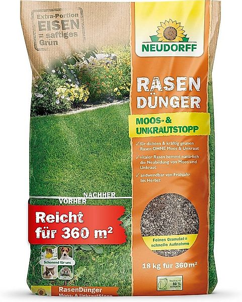 Neudorff Rasendünger Moos- & UnkrautStopp 18 kg, Eisen und Kalium sorgt für günstig online kaufen