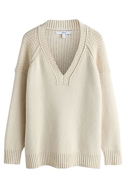 Next V-Ausschnitt-Pullover Längerer Pullover mit V-Ausschnitt günstig online kaufen