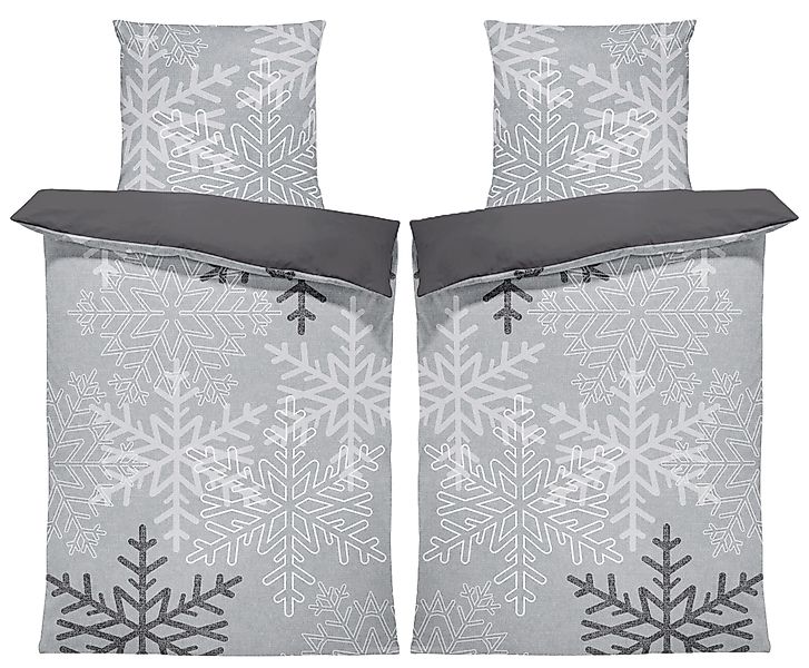 One Home Bettwäsche Winter Snowflakes, Biber, günstig online kaufen