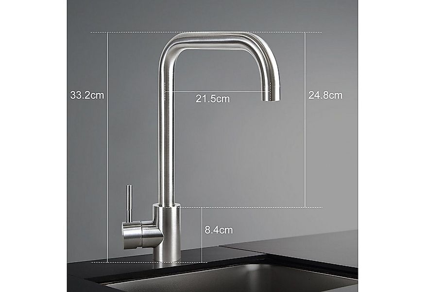 ZMH Küchenarmatur Armatur Edelstahl Mischbatterie 360° Schwenkbar Spültisch günstig online kaufen