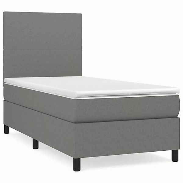 vidaXL Boxspringbett Boxspringbett mit Matratze Dunkelgrau 90x200 cm Stoff günstig online kaufen