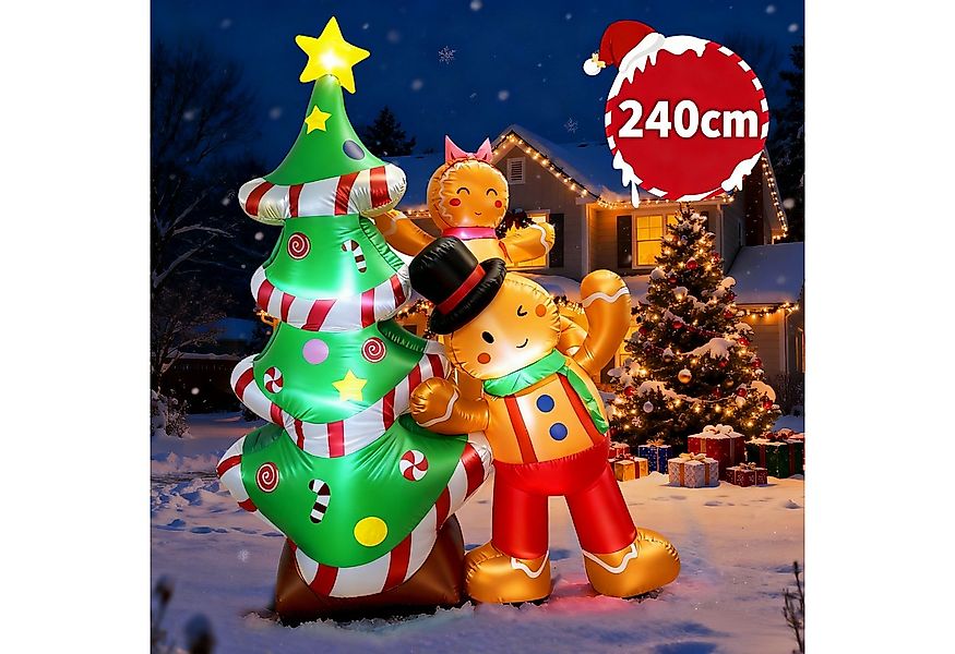 GVDV Weihnachtsfigur Aufblasbare Weihnachtsdeko 2,4 m Lebkuchenmann mit LED günstig online kaufen