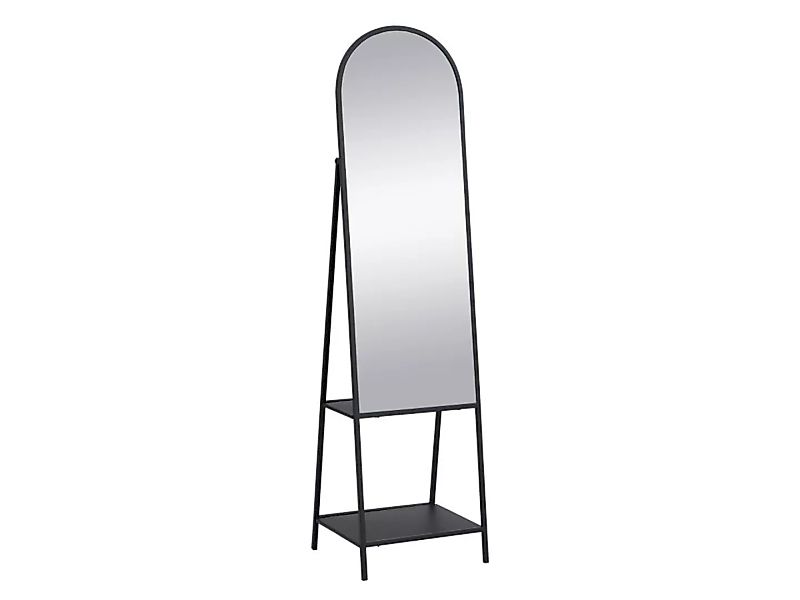 Standspiegel mit 2 Ablagefächern - Metall - 46 x 41 x 172 cm - Schwarz - LI günstig online kaufen
