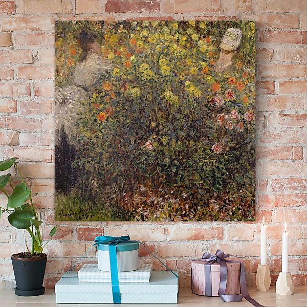 Leinwandbild Kunstdruck - Quadrat Claude Monet - Blumengarten günstig online kaufen