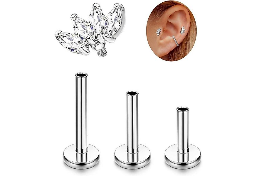 Adramata Piercing-Set G23 Titan Helix Tragus Piercings Innengewinde Labret günstig online kaufen