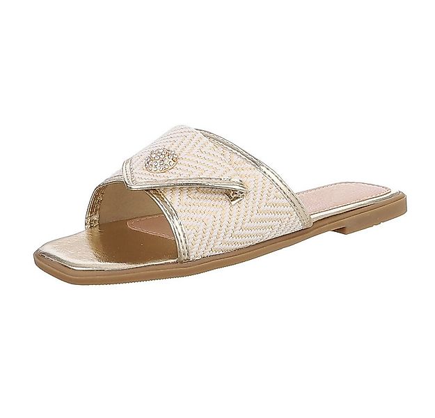 Ital-Design Elegante Damen Slipper mit Chevron-Muster für den Sommer Pantol günstig online kaufen