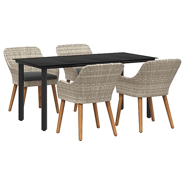 vidaXL Essgruppe 5-Tlg Hellgrau Poly Rattan 3261715 günstig online kaufen