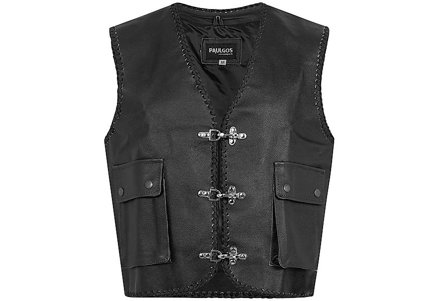 PAULGOS Motorradweste Lederweste Biker Kutte Clubweste Chopper Weste 100% E günstig online kaufen