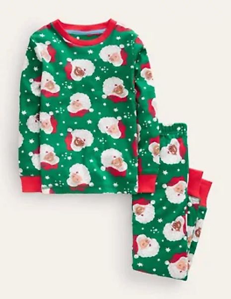 Eng anliegender, langer Schlafanzug Weihnachten Boden, Viridiangrün Weihnac günstig online kaufen