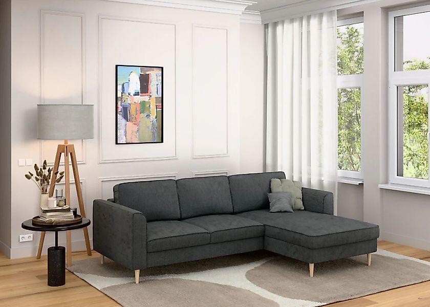 Home affaire Ecksofa "Booster, whlw. mit Schlaffunktion & Bettkasten, Fuß B günstig online kaufen